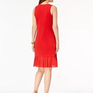 MICHAEL MICHAEL KORS - Pleated-Hem Red Dress (Small)